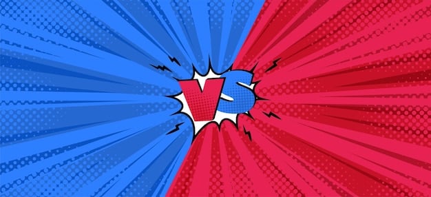 Two contrasting superhero posters side-by-side, one from Marvel and one from DC, highlighting the visual styles and main characters of each film with the title 