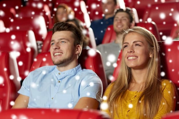 A packed movie theater during the premiere of a blockbuster film, with the audience cheering and applauding as the movie plays. The image captures the excitement and communal experience of watching a highly anticipated movie on the big screen.
