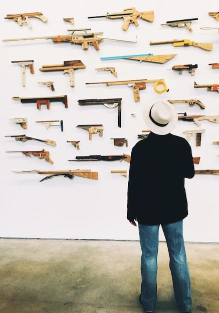 A split image comparing a licensed gun store conducting a background check with an unregulated private gun sale at a gun show.