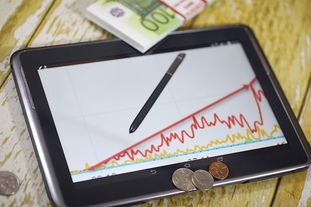 A split-screen image showing a business owner adjusting prices on a digital tablet, balanced by a graph indicating stable profit margins. The setting suggests a dynamic retail environment.