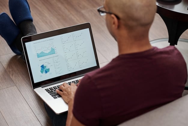 A close-up of a data analyst working on a computer, with multiple monitors displaying charts and graphs related to employment statistics. The analyst appears focused and engaged in their work.