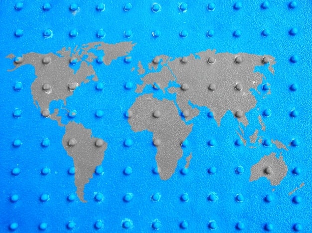 A high-resolution image depicting a world map with strategic points highlighted to represent areas of US national interest. The map should include visual elements such as satellite images and geographical data.
