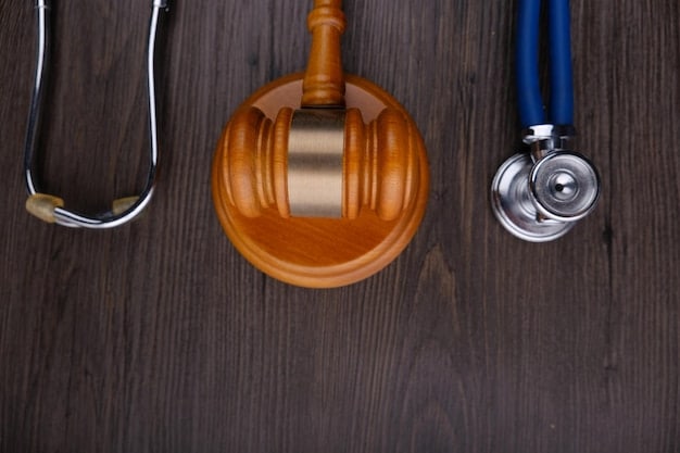 A gavel resting on a stack of healthcare bills, symbolizing the legislative process and its impact on the healthcare industry.