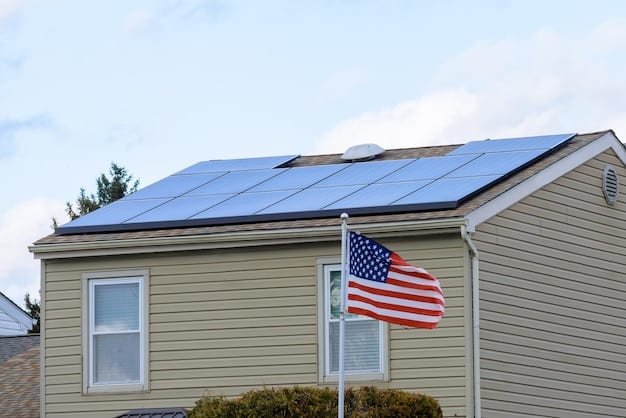 A photograph of the White House with solar panels installed on the roof, symbolizing the federal government's commitment to sustainable energy.