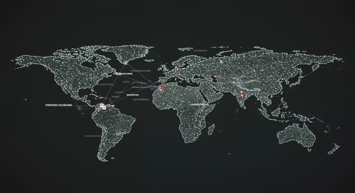 Global supply chain network illustrating strategic sourcing points