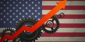 Graphic showing rising interest rates affecting US manufacturing gears.
