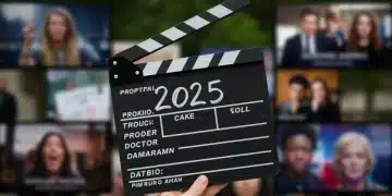 Clapperboard with 2025 and TV screens symbolizing SAG-AFTRA negotiation impact